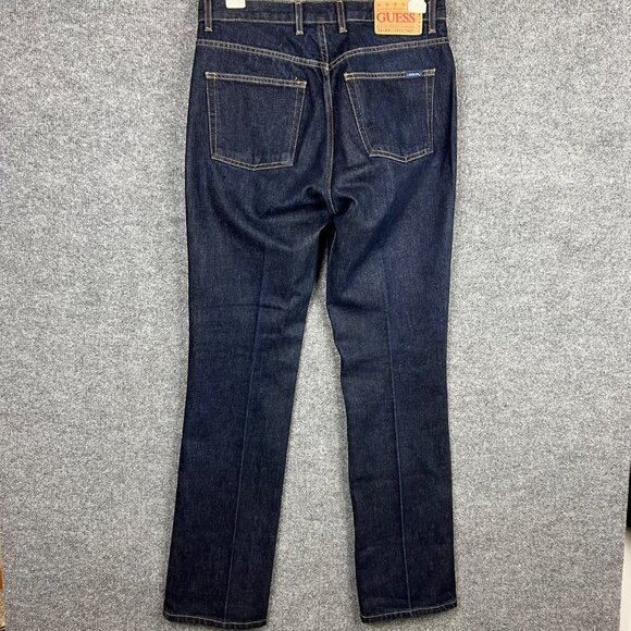 Vintage Men's Guess Jeans Boot Leg Low Waist Sz 32 Dark Wash Blue - Picture 1 of 9